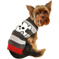 Едноставно Dog Црвен и сив џемпер на черепот, на располагање на повеќе големини