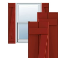 Ekena Millwork 3 4 W 56 H TRUE FIT PVC Два табла се приклучија на одборот-n-batten ролетни W Z-Bar, Fire Red