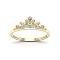 1 10CT TDW Diamond 10K жолто злато круна прстен за неа