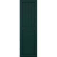 Ekena Millwork 12 W 27 H True Fit PVC Farmhouse Flat Panel комбинација фиксни ролетни за монтирање, термичка зелена