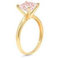2ct принцеза сече розова симулирани дијамант 18k жолто злато годишнината ангажман прстен големина 8.25