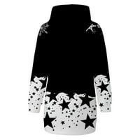 Женска Мода Божиќна Качулка Торба Џеб Печатење Долги Ракави Дуксери Фустан