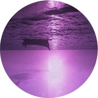 Агли Компанија Машина Перат Затворен Круг Преодна Темна Магента Пурпурна Област Килими, 4 ' Круг