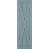 Ekena Millwork 12 W 67 H TRUE FIT PVC SINE X-BOARD FERMONE FIXED MONT SLUTTERS, мирно сино