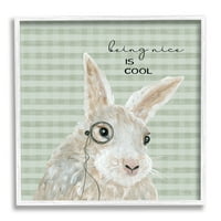 СТУПЕЛ е убаво е кул Гингам зајаче животни и инсекти кои сликаат бело врамен уметнички печатен wallид уметност