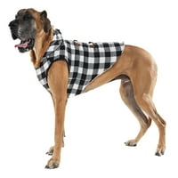 Живописна облека за кучиња за живот: црно -бело биволско карирано мијалник, големина xl