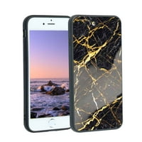 Компатибилен со iPhone Plus Phone Case, црна златна мермер кутија жени жени, флексибилен случај со изобилство на силиконски