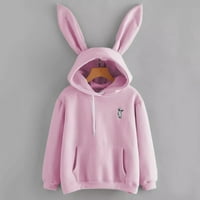 Baberdicy Y2K Hoodie Womens Долги ракави Зајак од зајак, дуксер за џемпери врвови на блузи џемпери розови розови