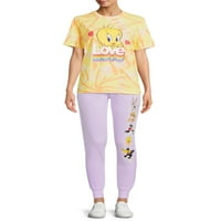 Луни мелодии на Juniors бесплатно да го сакаат Tweety Graphic Print Top Top