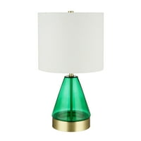 Кресвел осветлување зелено стакло, стаклена ламба за стакло од месинг 18 H, вклучена е LED сијалица