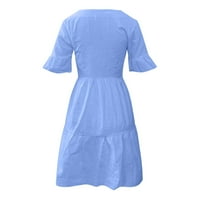 Дозвола-Продажба Летни Фустани За Жени Печатење Со Кратки Ракави Фустан Со Цветен Дезен Миди Фит И Одблесок Секојдневен Свечен