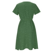 Ersази Модни Жени Лето В-Вратот Завој Точка Печатење Повик Краток Ракав Фустани формални фустани за жени 3-Виолетова XL