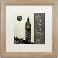 Трговска марка ликовна уметност Месечина над Лондон Канвас уметност по пекара во боја, бела мат, рамка за бреза